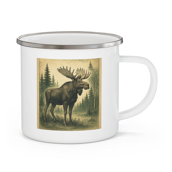 Vintage Moose Enamel Camping Mug , 12oz