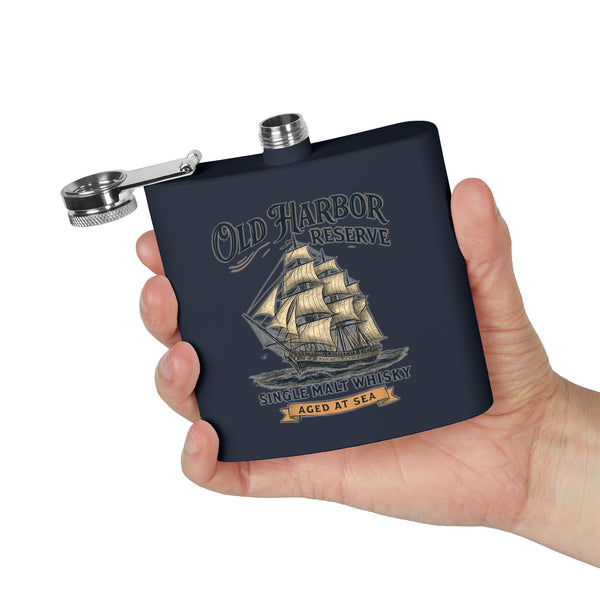 Vintage Nautical Stainless Steel Flask, 6oz
