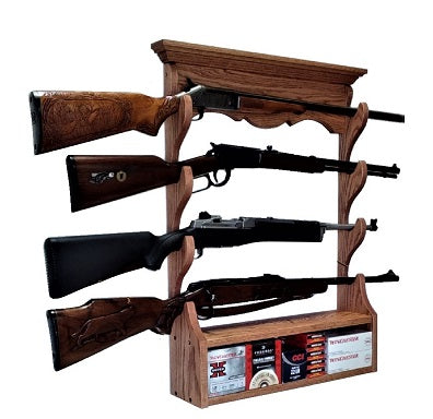 Oak 4 Place Wall Gun Rack by Gun Racks For Less