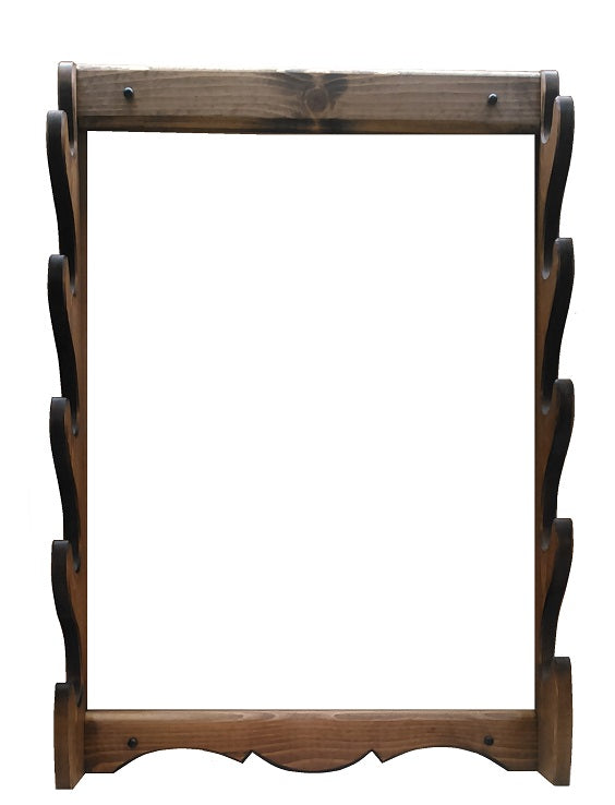 Rustic Wooden Gun Rack 5 Place Rifle Shotgun Wall Mount Display