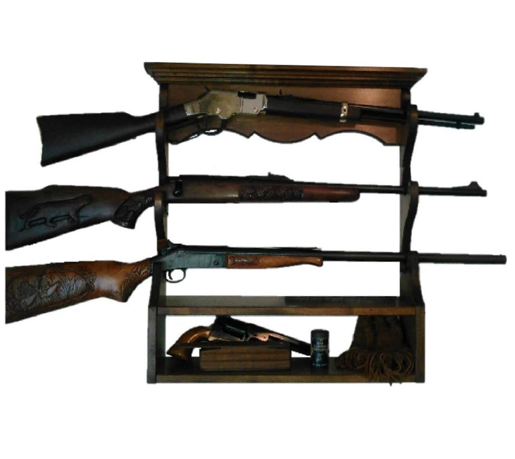 Walnut 3 Place Wall Gun Rack by Gun Racks For less