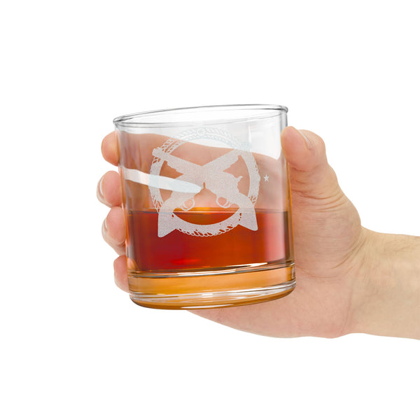 Crossed Guns Engraved Whiskey Glass - 10.5 oz