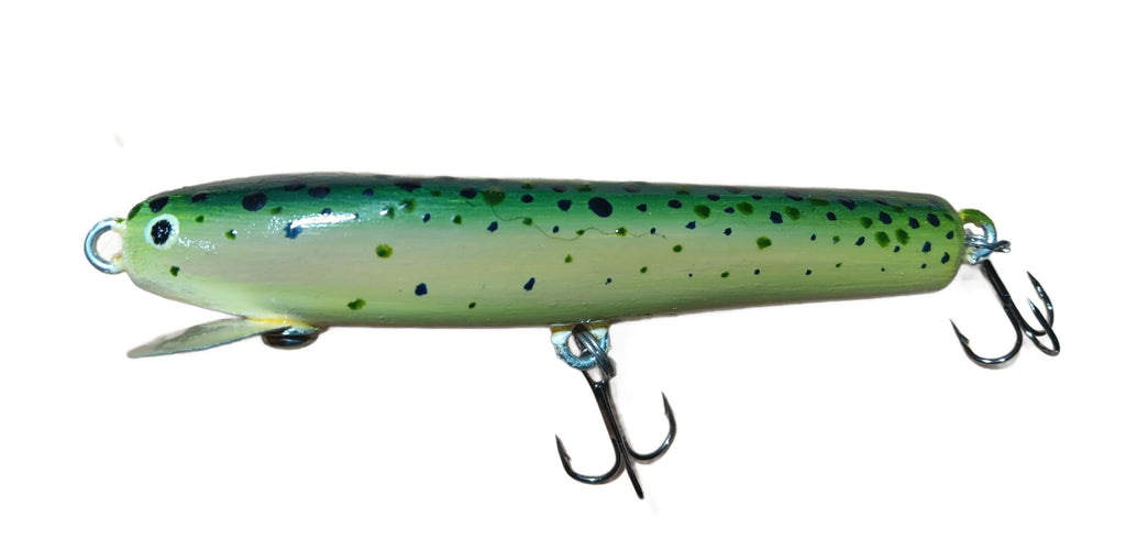 Handmade Wooden Fishing Lure - 4" Small Shallow Diver Rainbow Trout Color