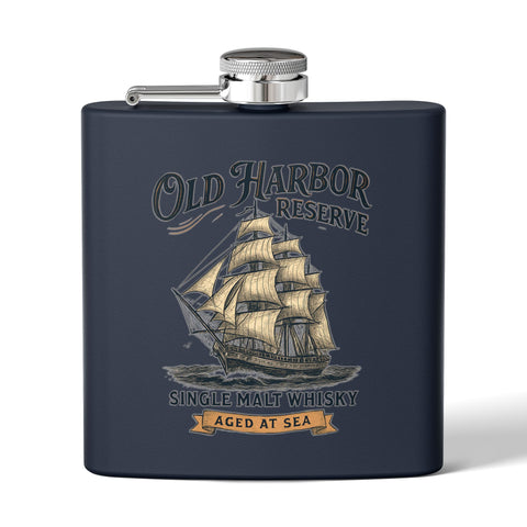 Vintage Nautical Stainless Steel Flask, 6oz