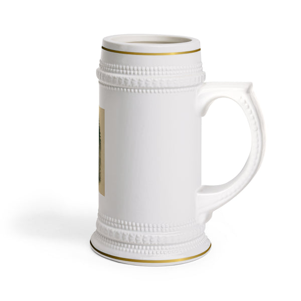 Ceramic Beer Stein with Vintage Deer in Forest , 22oz
