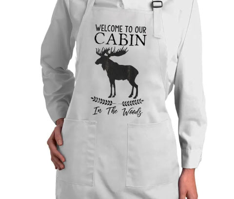 "Welcome To Our Cabin" Moose Cooking Apron