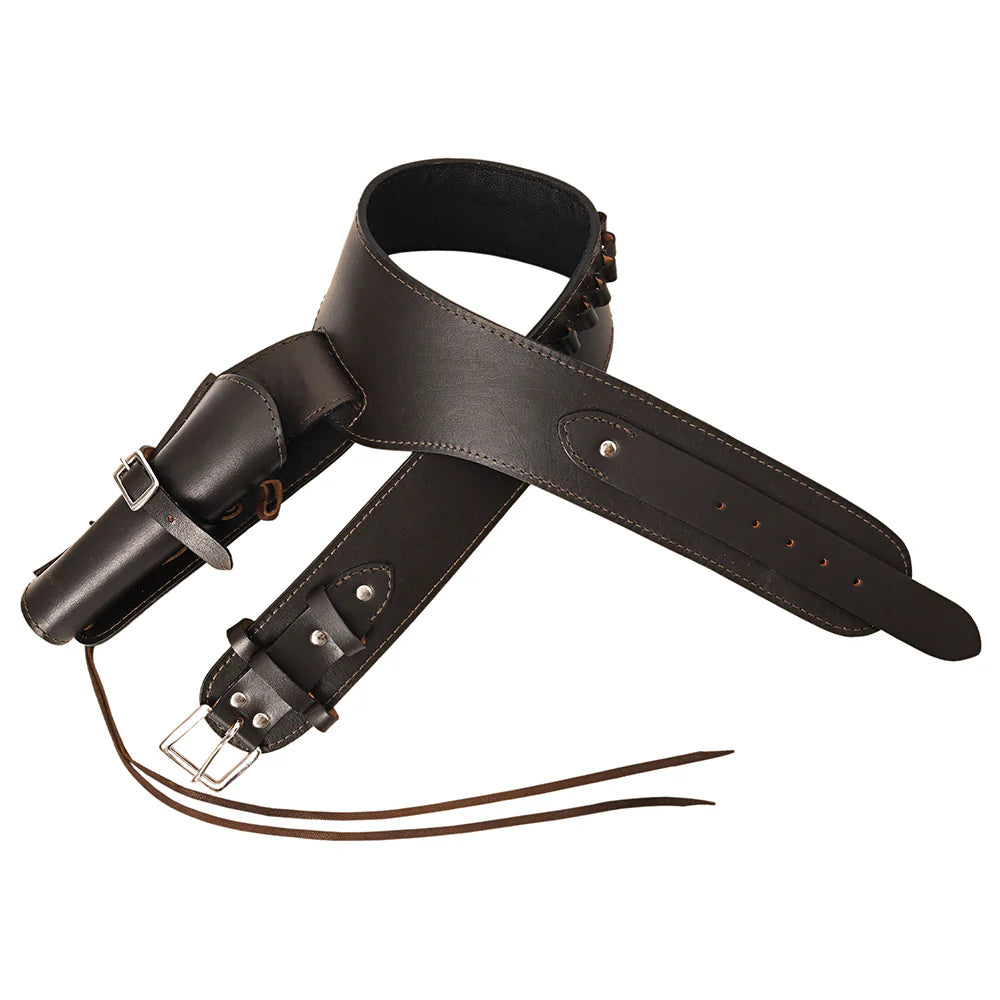 Western Leather Right Hand Gun Holster Rig 44/45 Caliber - Dark Brown