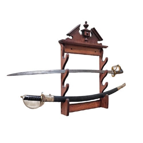 4 Place Sword Rack with Pediment Top
