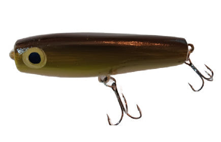 Handmade Wooden Fishing Lure - Top Water Popper 6" Bronze Minnow
