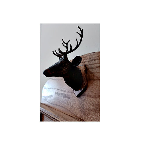 Oak Wooden 4 Place Wall Gun Rack Black Forest Carved Deer Stag