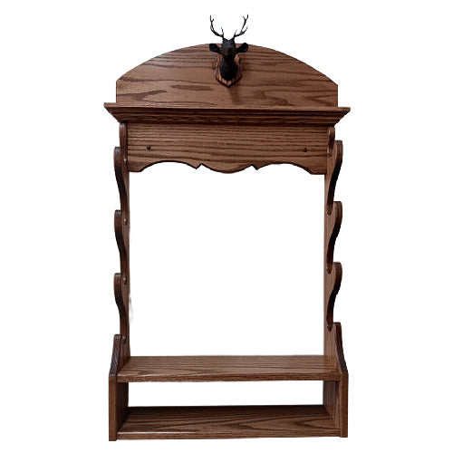 Oak Wooden 4 Place Wall Gun Rack Black Forest Carved Deer Stag