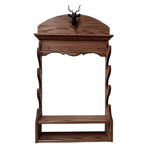 Oak Wooden 4 Place Wall Gun Rack Black Forest Carved Deer Stag