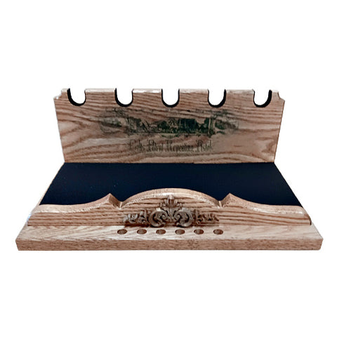 Rustic Western 5 Place Oak Revolver Gun Rack Stand