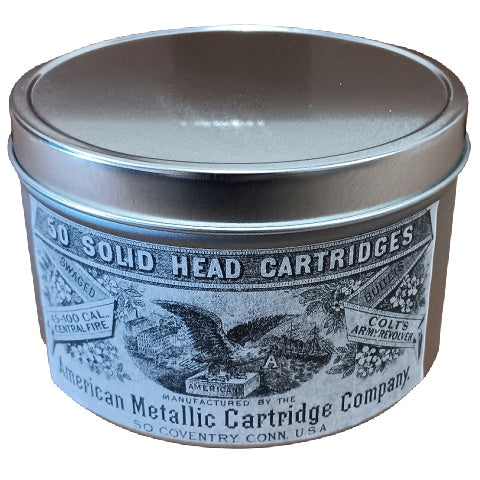 Hunting or Gun Accessory Tin with Vintage Ad - Solid Head Cartridges, American Metallic Cartridge Co.