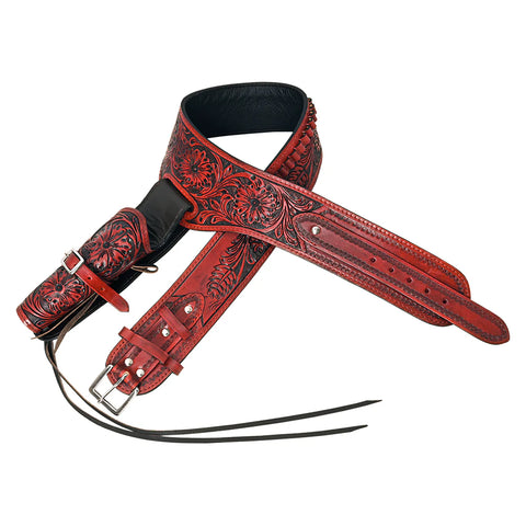 Western Burgundy Leather Right Hand Gun Holster Rig 38 Caliber