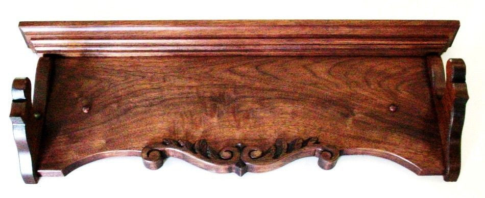 Hand Carved Walnut Wood Gun Rack Antique Rifle Shotgun Heritage Wall D ...
