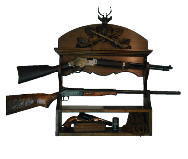 Black Forest Carved 2 Gun Rack by Gun Racks For Less