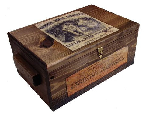 Vintage Style Wooden Hunting Box - Ammo Crate Pistol Safe with Gunpowder ads