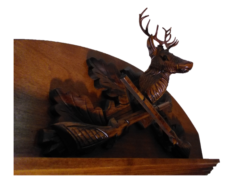 Walnut Wooden 2 Place Wall Gun Rack Black Forest Carved Deer Stag – Gun ...