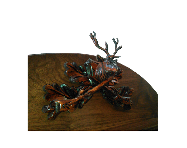 Walnut Wooden 3 Place Wall Gun Rack Black Forest Carved Deer Stag – Gun ...