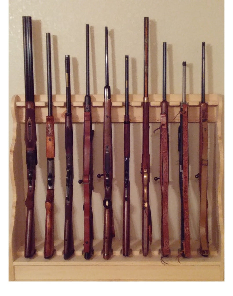 Pine Wooden Vertical Gun Rack 12 Place Long Gun Display – Gun Racks For ...