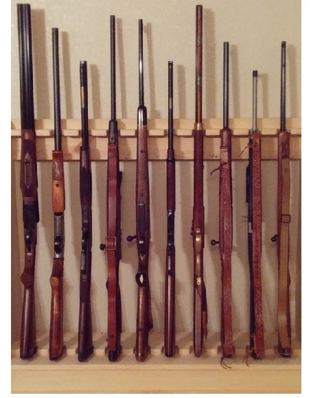 Pine Vertical 10 Gun Rack by Gun Racks For Less