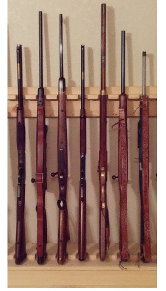 Light Rustic Vertical 7 Gun Rack by Gun Racks For Less