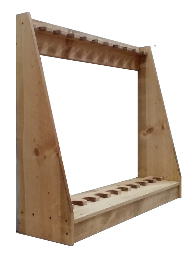 Light Rustic Traditional Wooden Vertical Gun Rack 8 Place Long Gun Dis ...