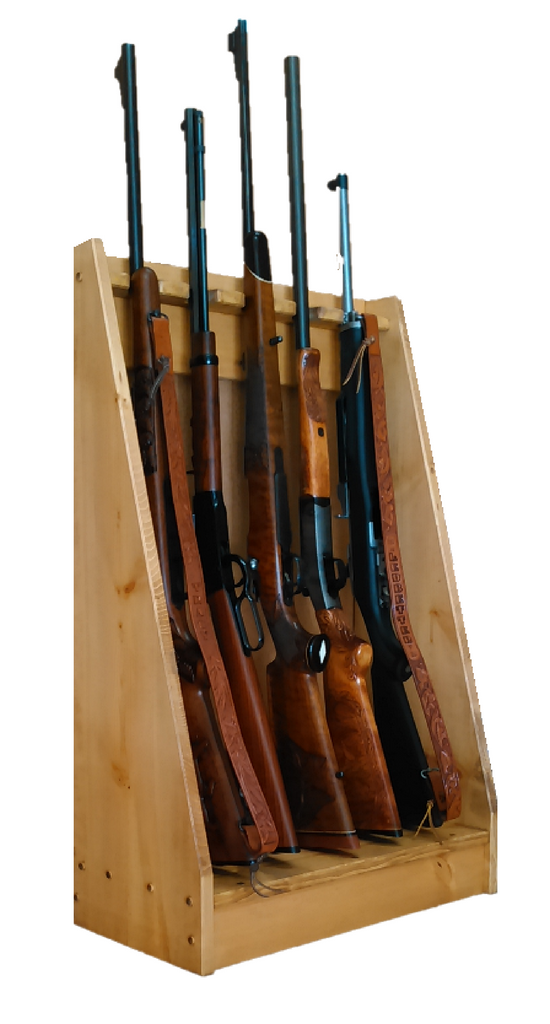 Light Rustic Pine Wooden Vertical Gun Rack 6 Place Long Gun Display ...
