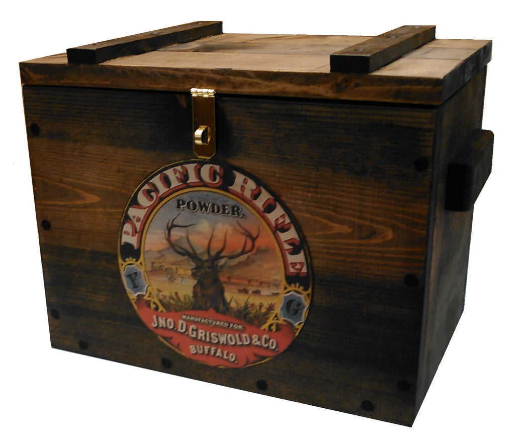 Gun Powder Box Rustic Wooden Ammo Box - Cartridge Gun Accessories Storage Crate - Rif ...