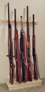 Pine Wooden Two Piece 5 Place Vertical Gun Rack Rifle Shotgun Storage ...