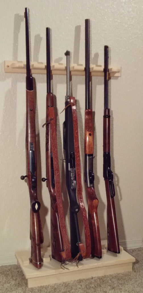 Handmade Pine Wood 2-Gun Wall Rack With Ammo Storage - Made In USA (Unfinished)
