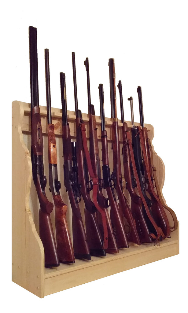 Pine Wooden Vertical Gun Rack 10 Place Long Gun Display – Gun Racks For ...