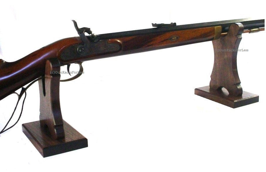 Walnut Wooden Gun Rack Stand Presentation Display - Rifle Shotgun Leve ...